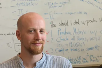 Philipp Brand noticed something surprising in the firebrat genome. (Photo by Kathy Keatley Garvey)