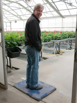 The bottom of shoes can be sanitized if they are free of soil.