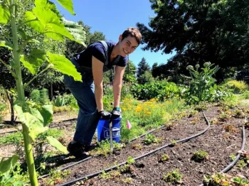 Vanessa taking soil samples after 2017 fires