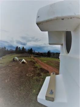 view from a barn owl nesting box.