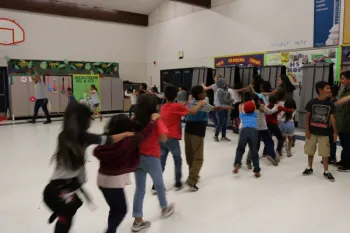 Students in Conga line