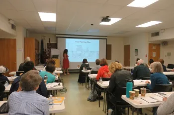 Workshop participants learn about landscape design basics.