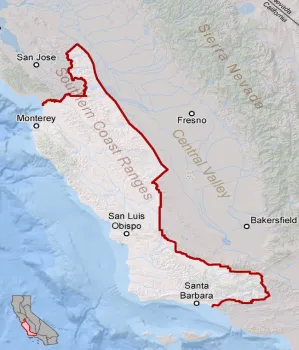 Physical geography of the Central Coast Bioregion. Source: UC ANR IGIS Program