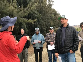 UCANR's Shulamit Shroder explaining the Biomass Builder category. Photo credit: Rose Hayden-Smith.