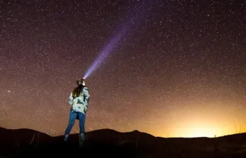 Mojave Desert with Las Vegas Light Dome at right 90 miles away