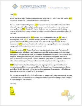 Garden Tour sponsor letter template preview