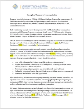 Sample program description template preview