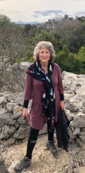UC Davis distinguished professor Diane Ullman, outside Sauve, France