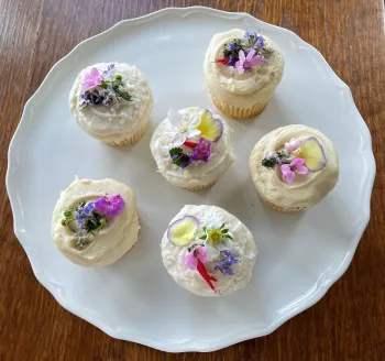 cupcakes with edible flowers