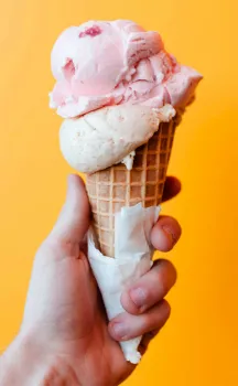 Ice cream cone with two scoops