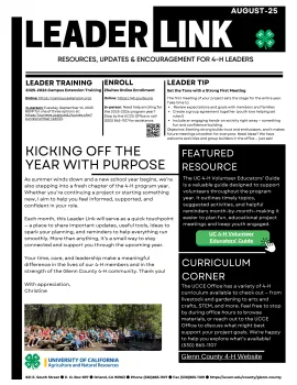 Glenn County 4-H Leader Link Articles - August 2025
