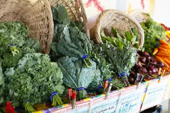 Organic foods displayed in a farmstand