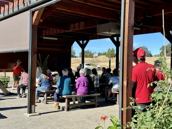 Caption: Event participant attend a live gardening class led by UC Master Gardener Volunteers. 