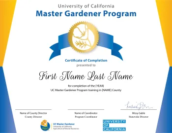 UC Master Gardener Graduation Certificate Updated with New logo