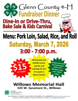 2026 Glenn County 4-H Fundraiser Dinner Flyer