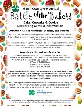 Glenn County 4-H Fundraiser Dinner Battle of the Bakers Flyer 2026