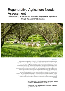 Cover of the Regenerative Agriculture Needs Assessment report showing sheep grazing in an orchard understory