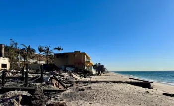 A home on the beach that was burned in the 2025 Palisades Fire. 