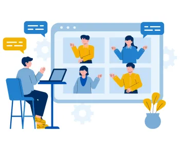 a person on a zoom call with four people on screen