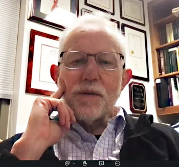 Nobel laureate Charles Rice engaging with the students.