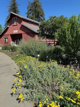 Plantings flank the entrance to the Patrick Ranch Visitors Center. Laura Kling