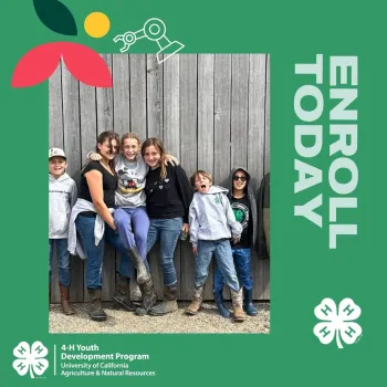 Enroll Today graphic with 4-H members