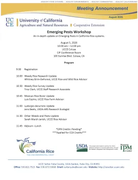 Emerging Pests Workshop Meeting Announcement flyer