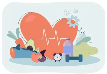 icon image with heart, weights, and produce