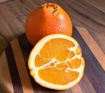 Navel Orange with embryonic bulge - cut open - Courtesy Liz Rottger
