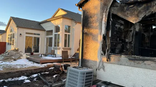 Houses scorched and gutted by the Marshall Fire