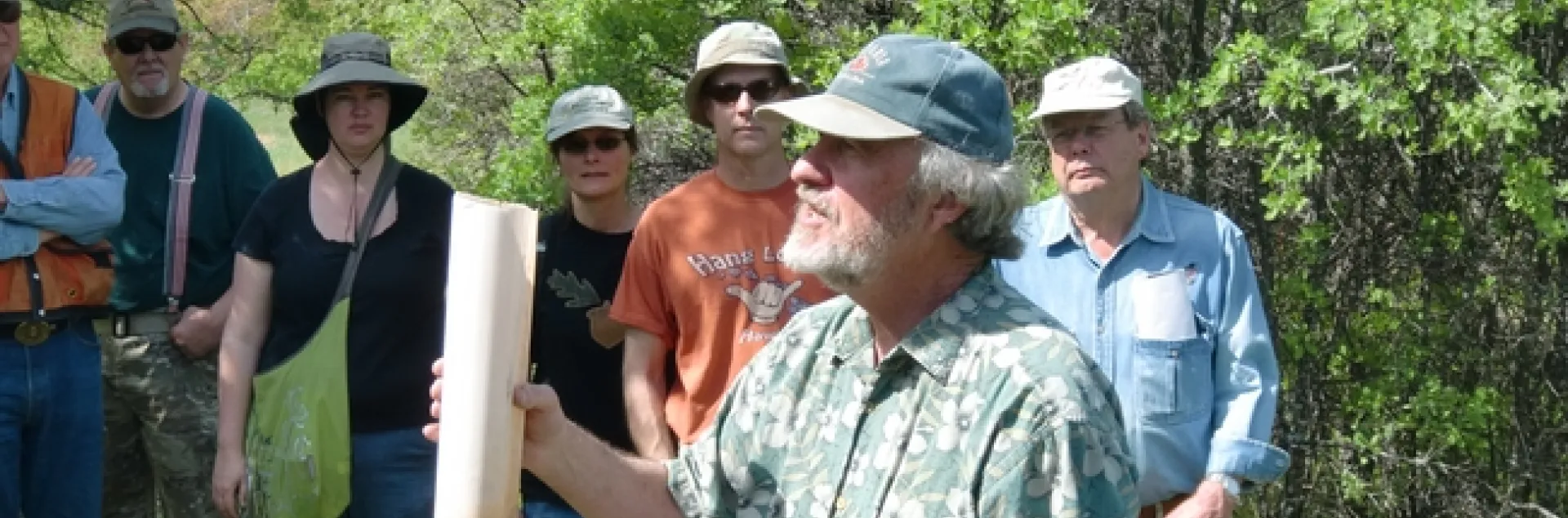 Doug McCreary speaking at an oak regeneration field day. Photo by Rick Standiford.