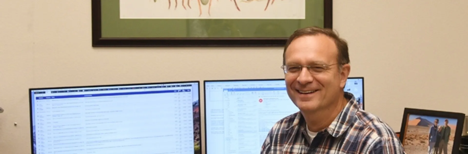 UC Davis professor Jason Bond in his office in the Academic Surge Building. (Photo by Kathy Keatley Garvey)