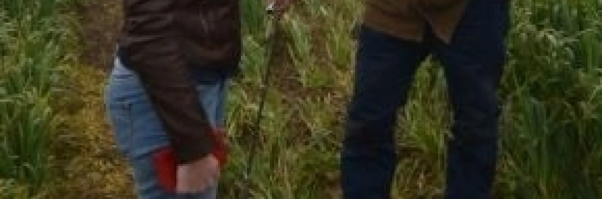 Dr. Amelie Gaudin (left) visiting the no-till dairy silage field of Turlock, CA farmer, Michael Crowell.