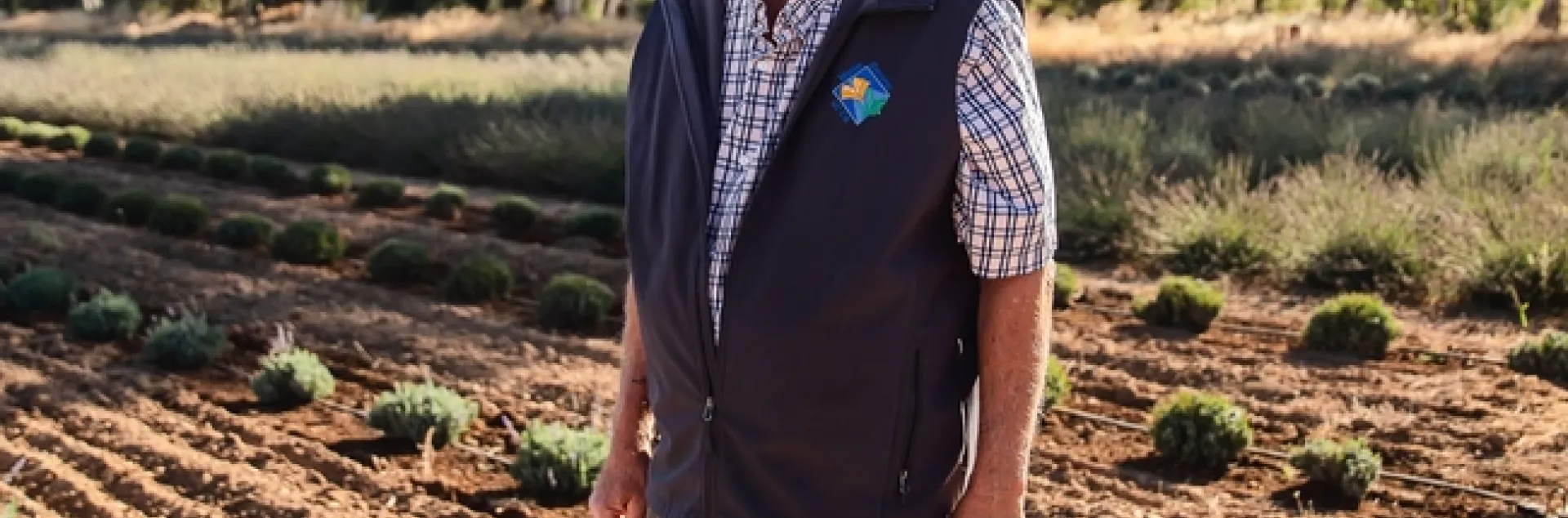 Master Gardener Richard Gillespie on his 'Lavender Fresh Farm' in western Fresno. (Photo: Sarah del Pozo)