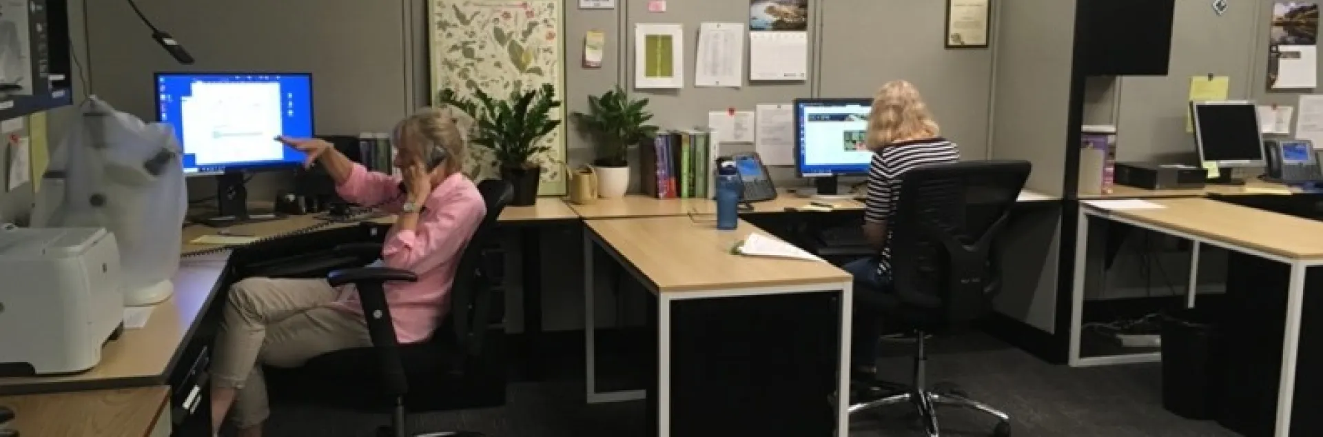 UC Master Gardeners Emma Connery and Elaine Sill research answer gardeners questions. Photo by UC Master Gardener.