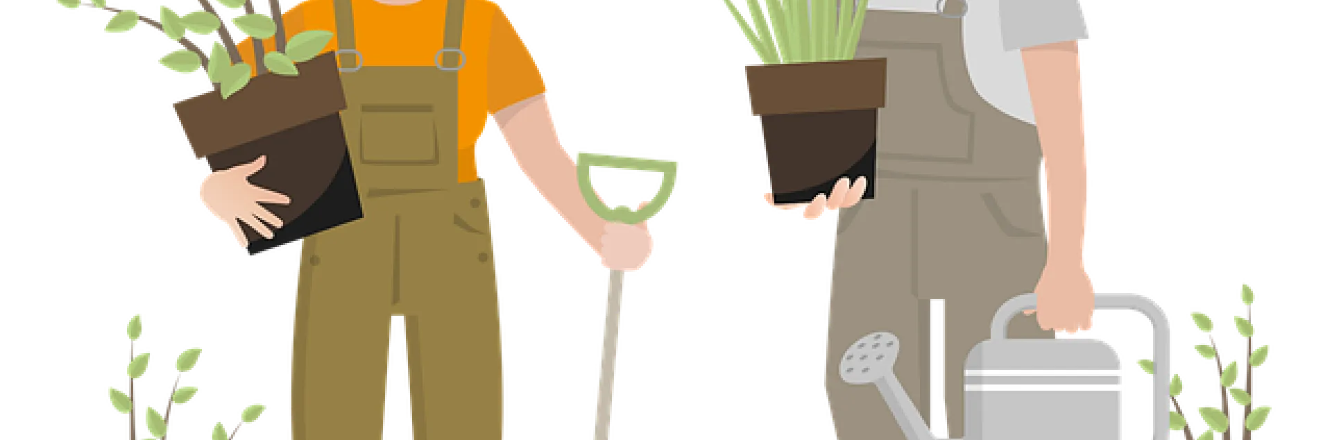 2 gardeners with plants