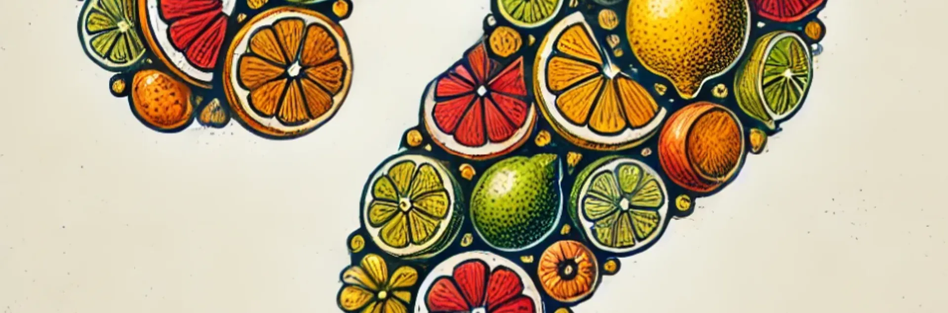 Question mark comprised of fruit collage