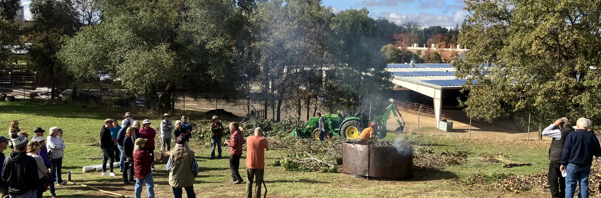 Folks putting together burn piles