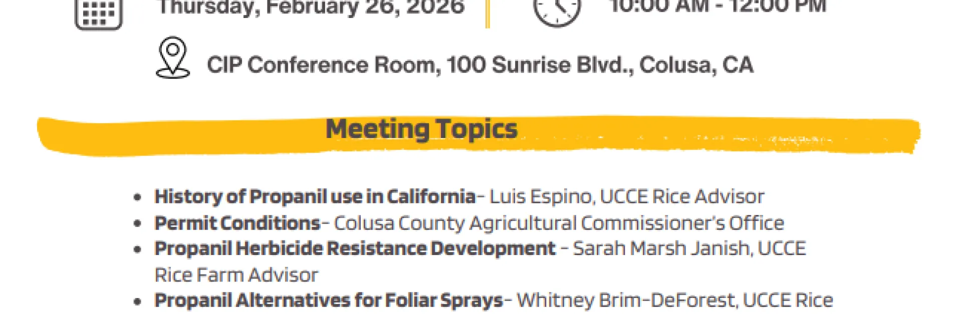 2026 Propanil Stewardship Meeting Announcement