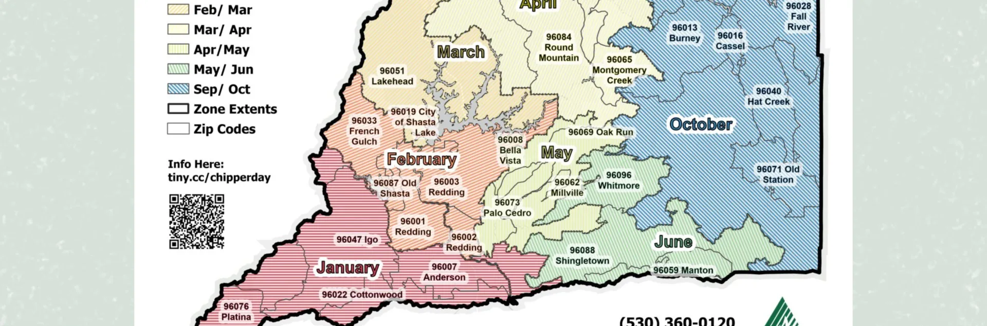Map of Shasta County chipper schedules for sign up and work done
