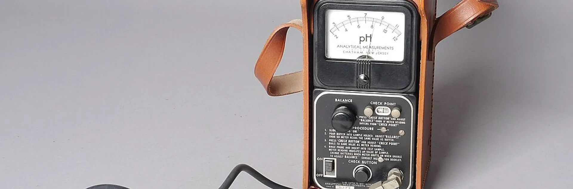 a pH meter with a white background.