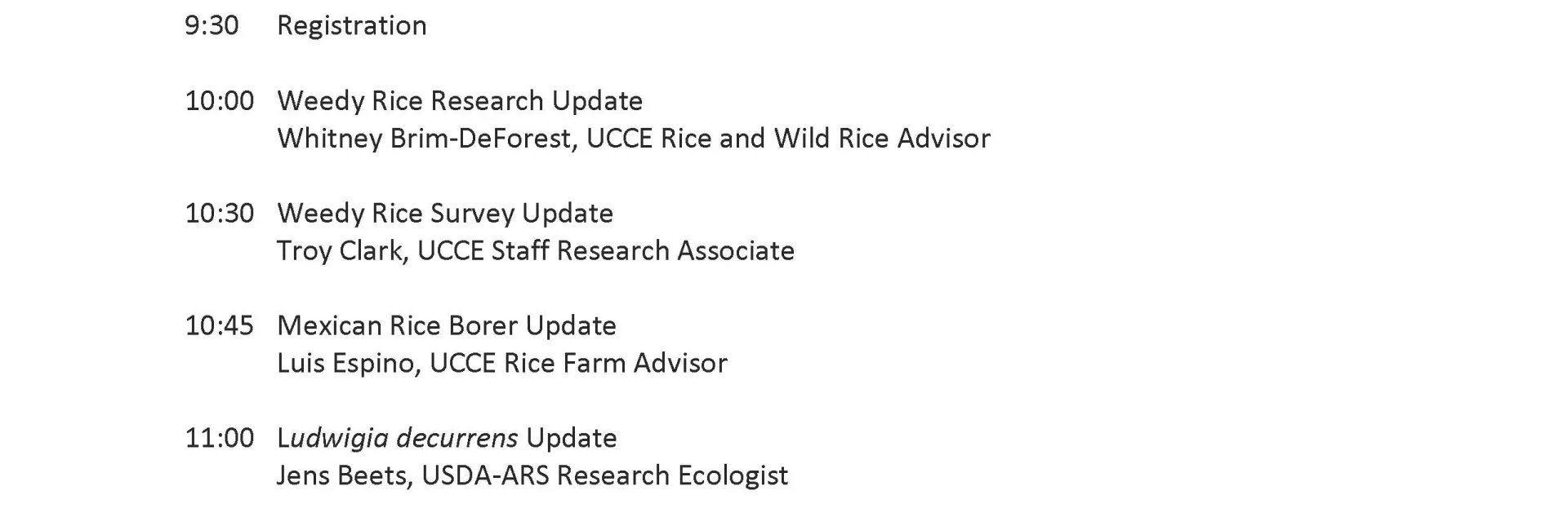 Emerging Pests Workshop Meeting Announcement flyer