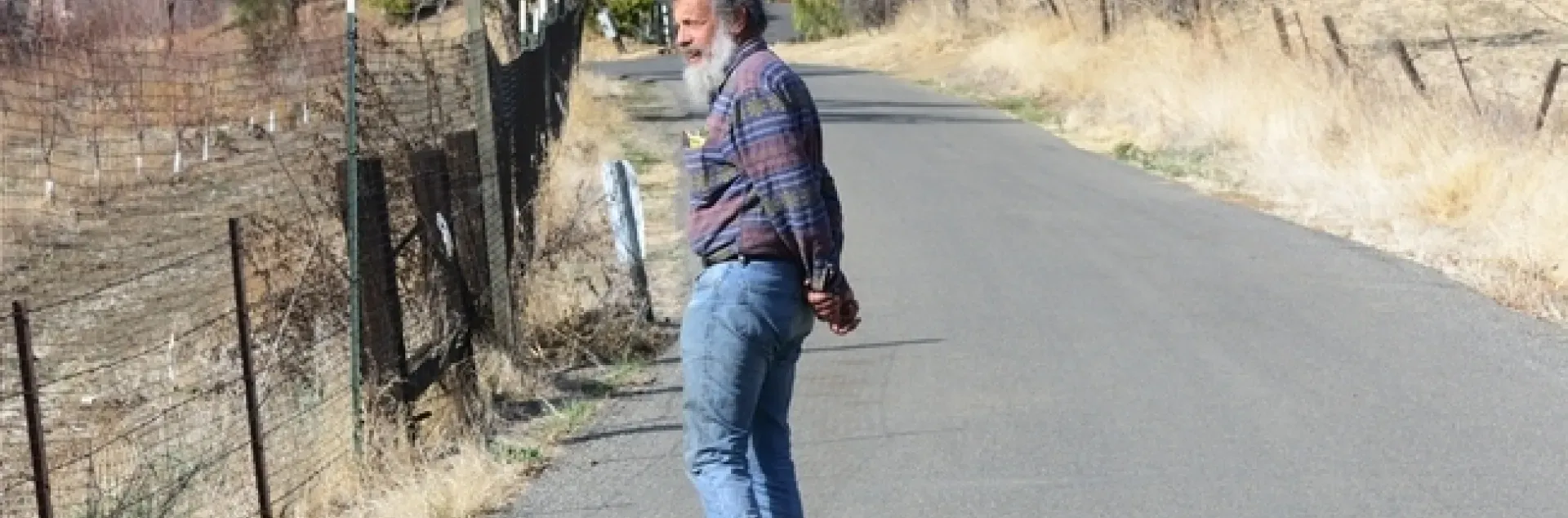 Art Shapiro walking up Gates Canyon, Vacaville.