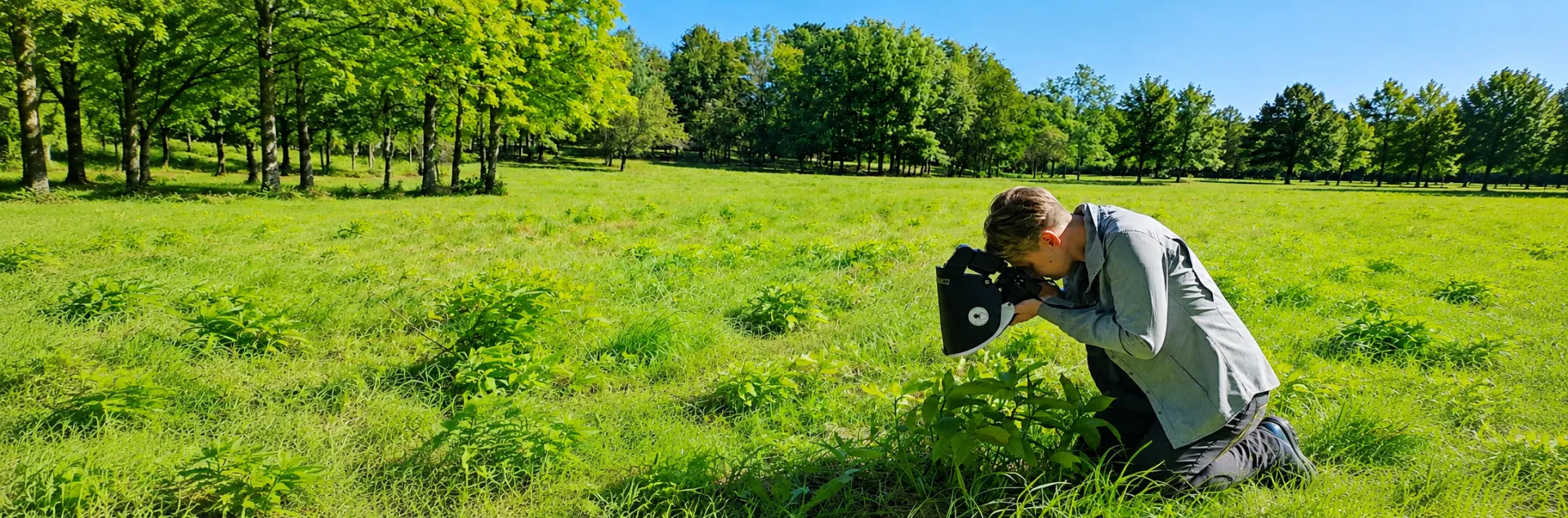 "Beetlelady" Stephanie Dole taking a photo of an insect.