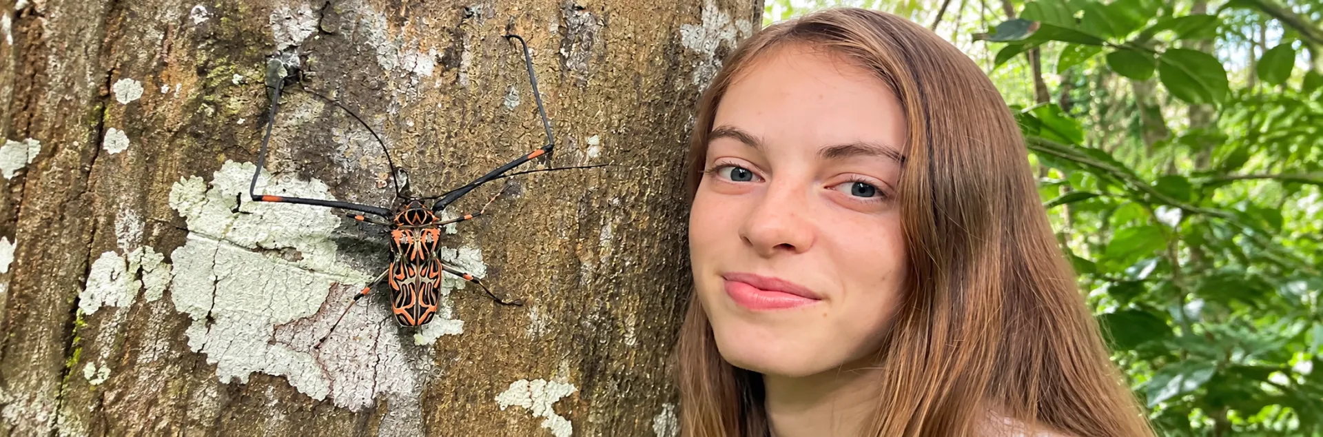 wen Erdosh, with a Harlequin beetle, one of her favorite beetle species. This image was taken in Peru. "Gwen is one of those students who instantly shows you her enthusiasm and enjoyment of entomology and it is just this kind of person who we hope will continue in this important field of science," said entomologist Jeff Smith, who curates the Bohart Museum's Lepidoptera collection. "For those of us looking ahead at the oncoming 'golden years' we need to ensure that there will be competent young scientists w