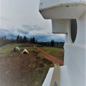 view from a barn owl nesting box.