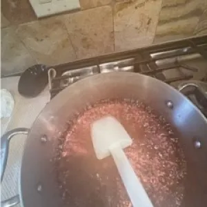 Boiling mixture being stirred