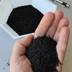 Sample of biochar made from almond shells (photo by author)