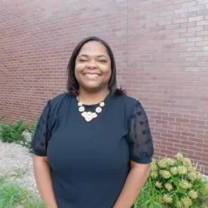 Woman in black blouse