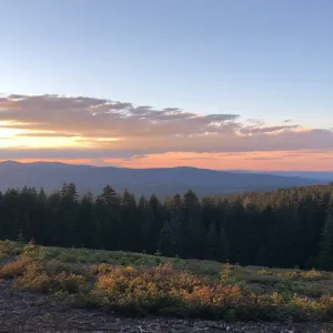 View of the southern cascades at sunset.